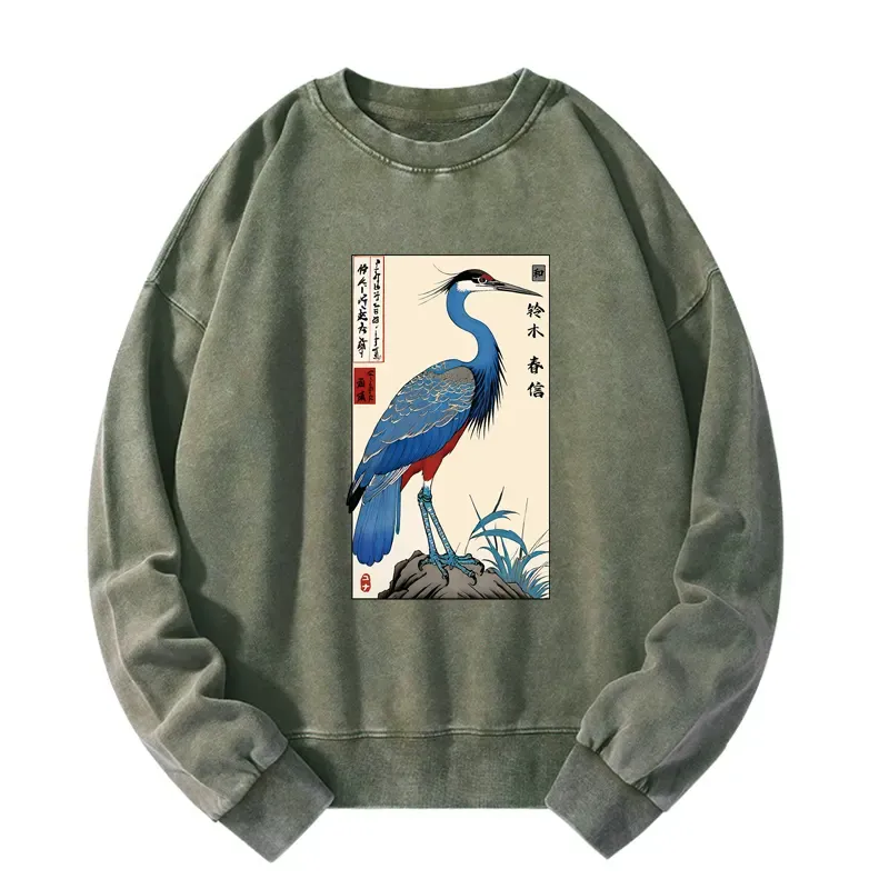 Tokyo-Tiger Colorful Crane Washed Sweatshirt
