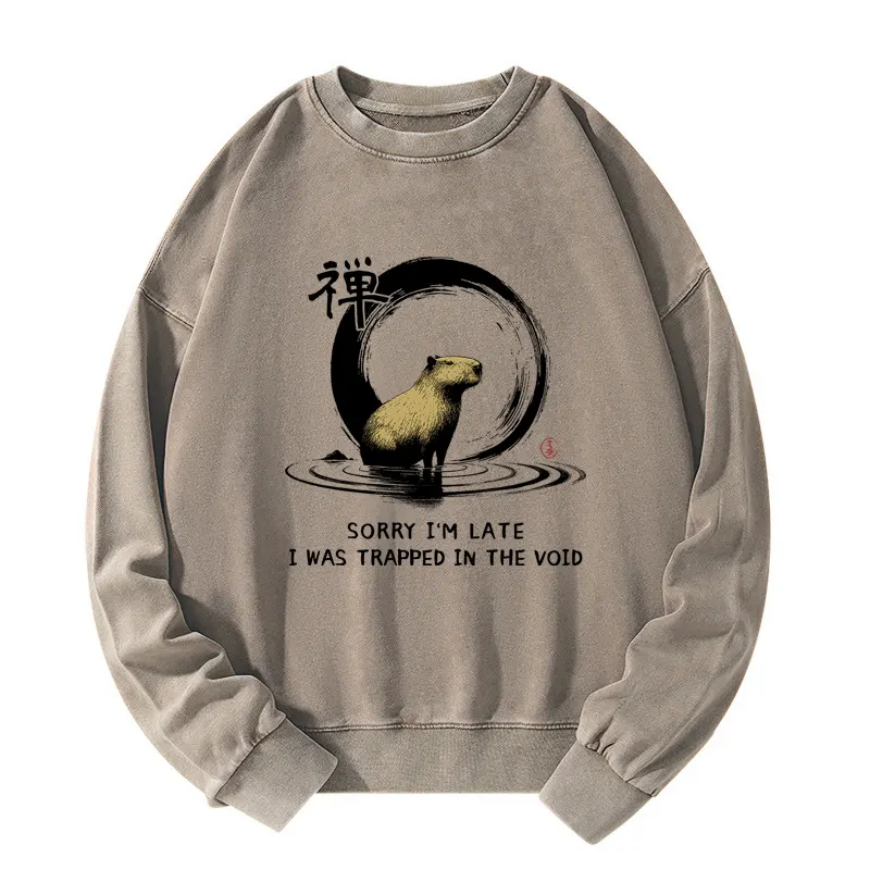 Tokyo-Tiger Zen Capybara Was Trapped In The Void Washed Sweatshirt