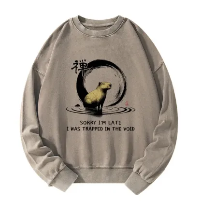 Tokyo-Tiger Zen Capybara Was Trapped In The Void Washed Sweatshirt