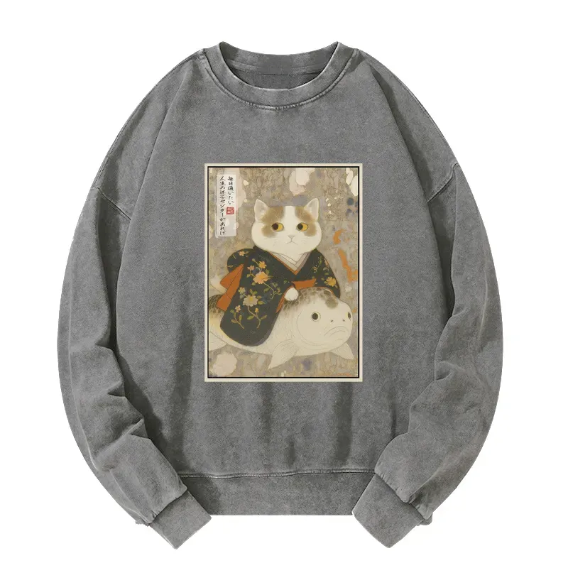 Tokyo-Tiger The Cat and the Art of Getting Lost Washed Sweatshirt