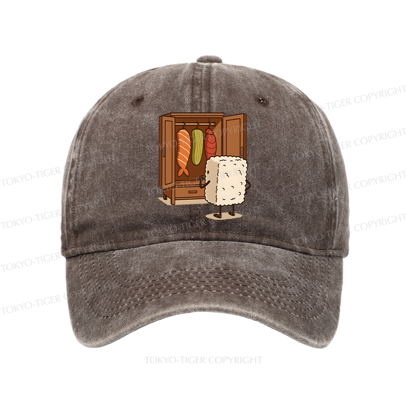 Tokyo-Tiger Sushi Pick Out Clothes Washed Cap