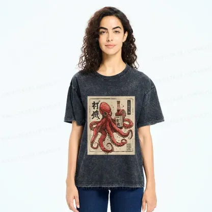 Tokyo-Tiger Osaka Saké Octopus Washed T-Shirt