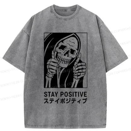 Tokyo-Tiger Stay Positive Skeleton Washed T-Shirt