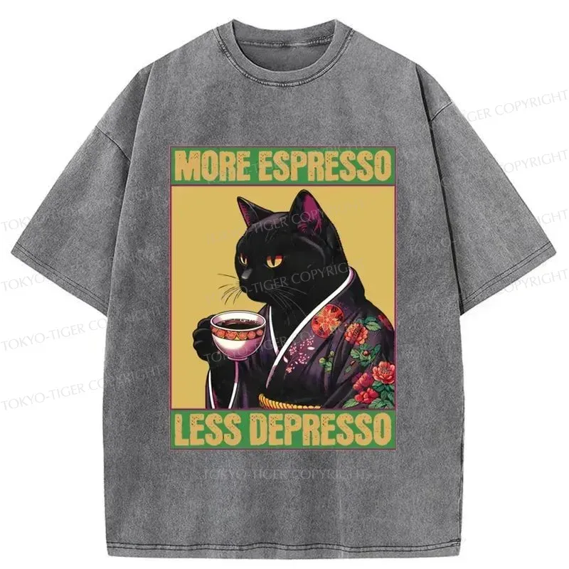 Tokyo-Tiger Up Caffeine Down Depression Washed T-Shirt