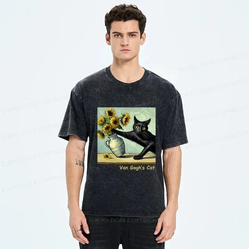 Tokyo-Tiger Van Gogh's Naughty Cat Washed T-Shirt