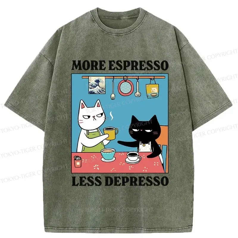 Tokyo-Tiger More Espresso Less Depresso Washed T-Shirt