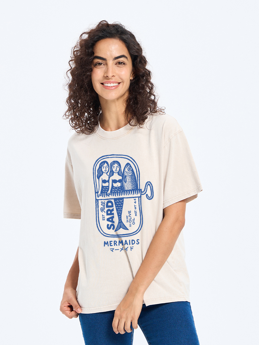 Tokyo-Tiger Mermaid Can Washed T-Shirt