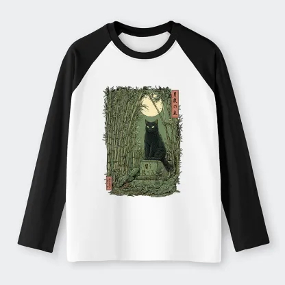 Tokyo-Tiger Black Cat In The Bamboo Forest long sleeve T-shirt