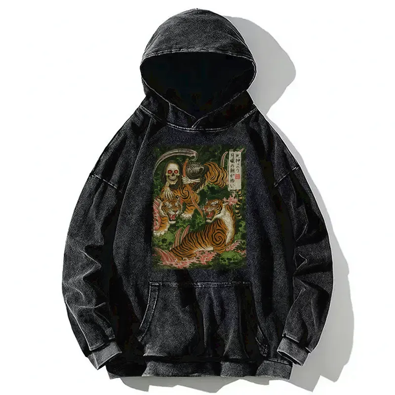 Tokyo-Tiger Death God And Tiger Washed Hoodie