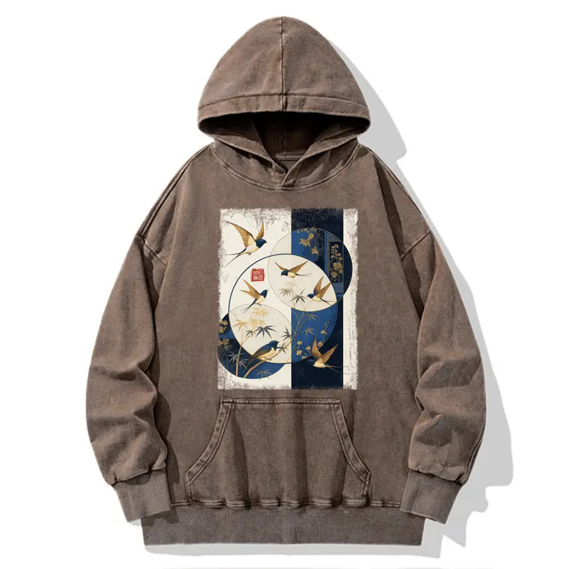 Tokyo-Tiger Swallows Among The Bamboo Washed Hoodie