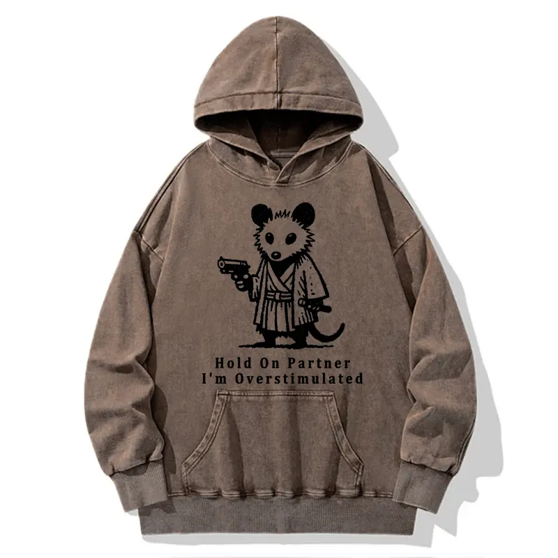 Tokyo-Tiger Funny Possum Samurai Washed Hoodie