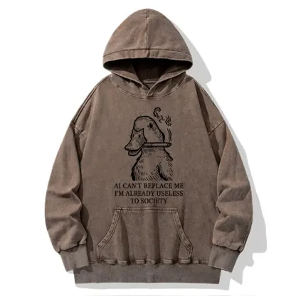 Tokyo-Tiger Smoking Duck Funny Washed Hoodie