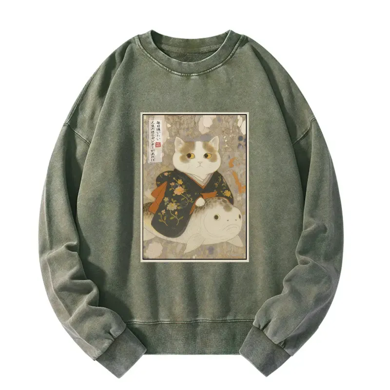 Tokyo-Tiger The Cat and the Art of Getting Lost Washed Sweatshirt