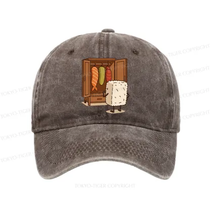 Tokyo-Tiger Sushi Pick Out Clothes Washed Cap