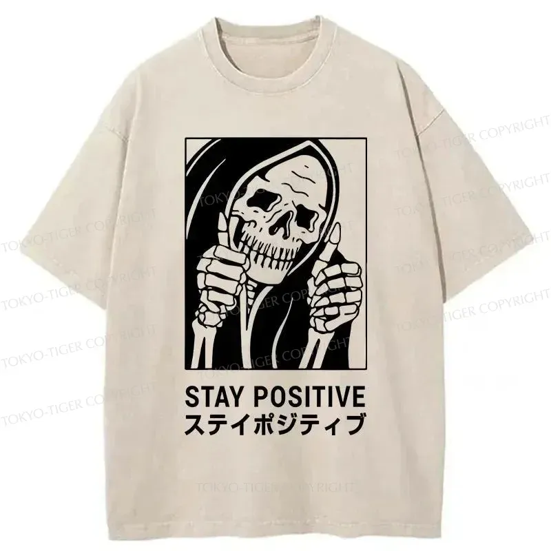 Tokyo-Tiger Stay Positive Skeleton Washed T-Shirt Sale Tokyo-Tiger Stay Positive Skeleton Washed T-Shirt Sale