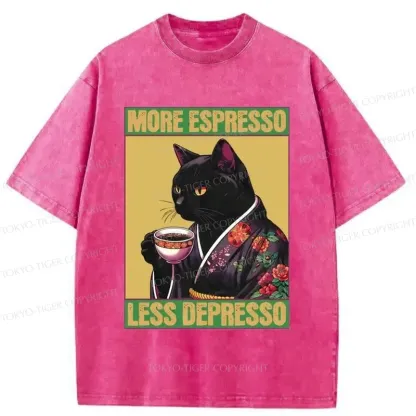 Tokyo-Tiger Up Caffeine Down Depression Washed T-Shirt