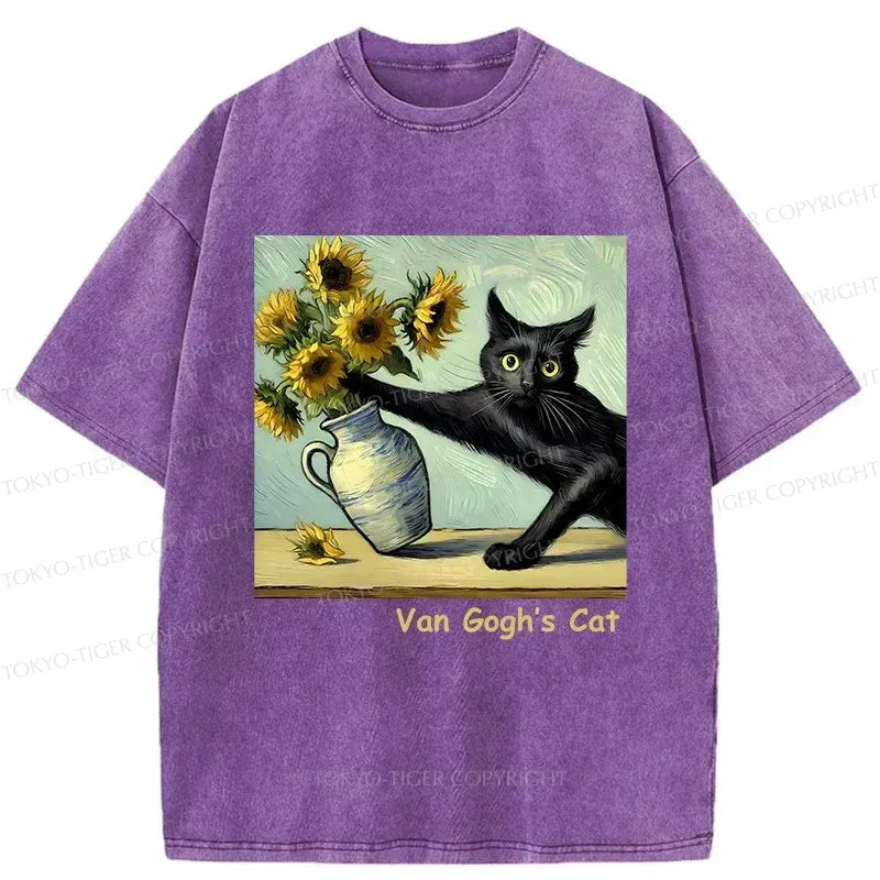 Tokyo-Tiger Van Gogh's Naughty Cat Washed T-Shirt