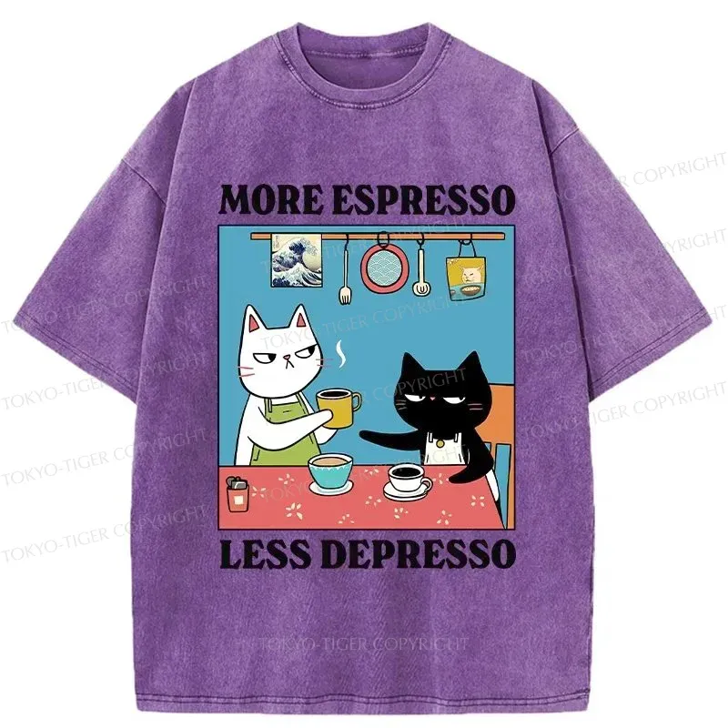Tokyo-Tiger More Espresso Less Depresso Washed T-Shirt