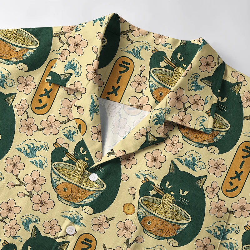 Tokyo-Tiger Ramen Lover Cat Aloha Hawaiian Shirt