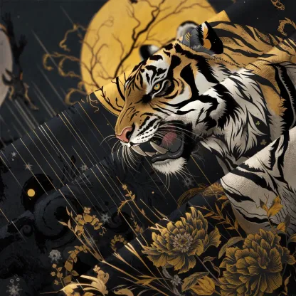 Tokyo-Tiger Majesty in the Shadows The Forest Tiger Button-up Shirt