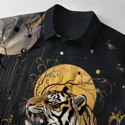 Tokyo-Tiger Majesty in the Shadows The Forest Tiger Button-up Shirt