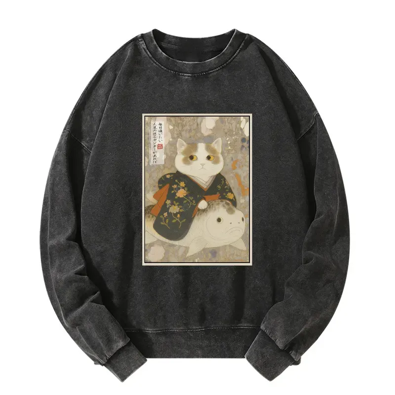 Tokyo-Tiger The Cat and the Art of Getting Lost Washed Sweatshirt
