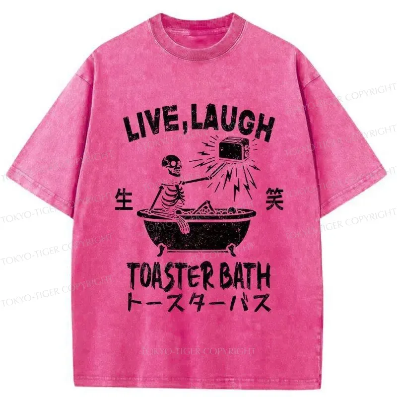 Tokyo-Tiger Funny Electric Shock Skeleton Washed T-Shirt