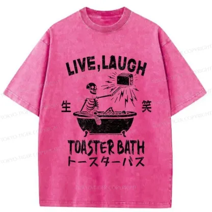 Tokyo-Tiger Funny Electric Shock Skeleton Washed T-Shirt