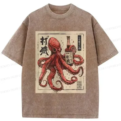 Tokyo-Tiger Osaka Saké Octopus Washed T-Shirt