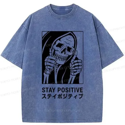 Tokyo-Tiger Stay Positive Skeleton Washed T-Shirt