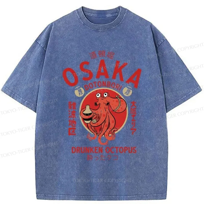 Tokyo-Tiger Drunken Octopus Japan Washed T-Shirt
