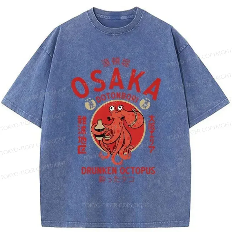 Tokyo-Tiger Drunken Octopus Japan Washed T-Shirt