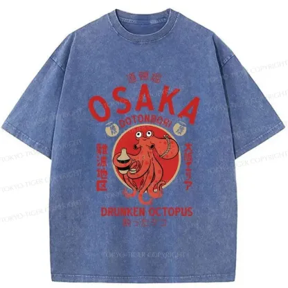 Tokyo-Tiger Drunken Octopus Japan Washed T-Shirt