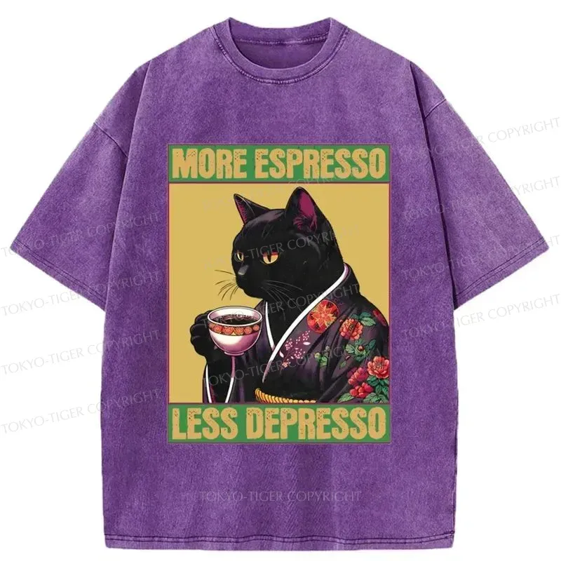 Tokyo-Tiger Up Caffeine Down Depression Washed T-Shirt