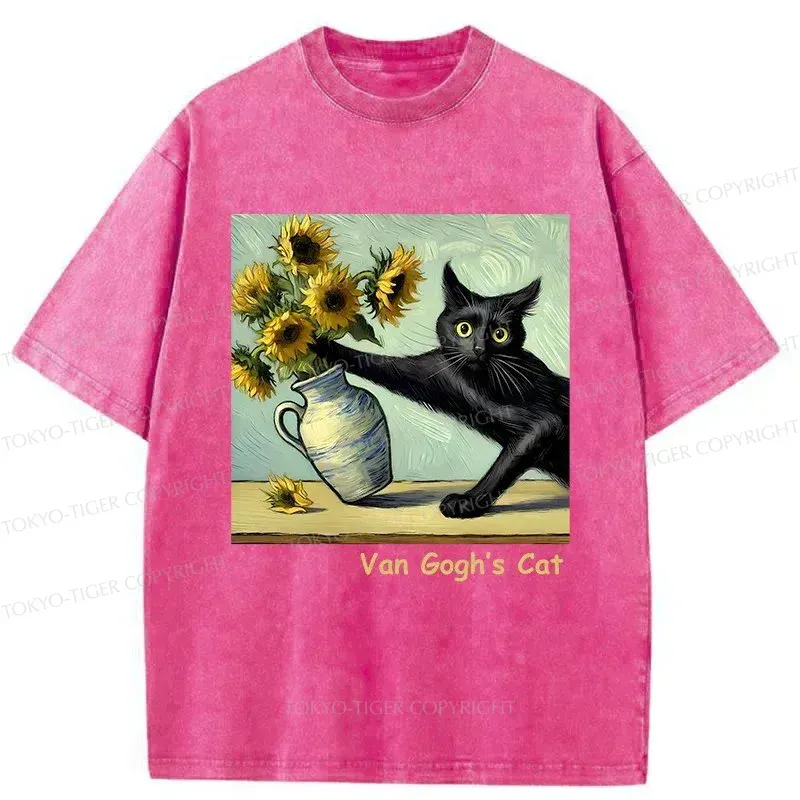 Tokyo-Tiger Van Gogh's Naughty Cat Washed T-Shirt