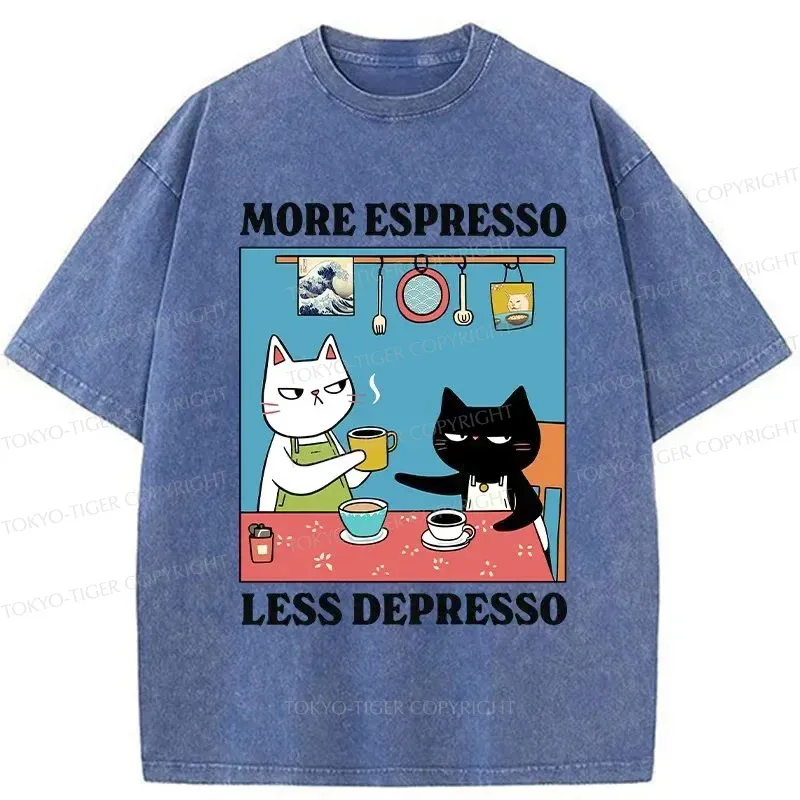 Tokyo-Tiger More Espresso Less Depresso Washed T-Shirt