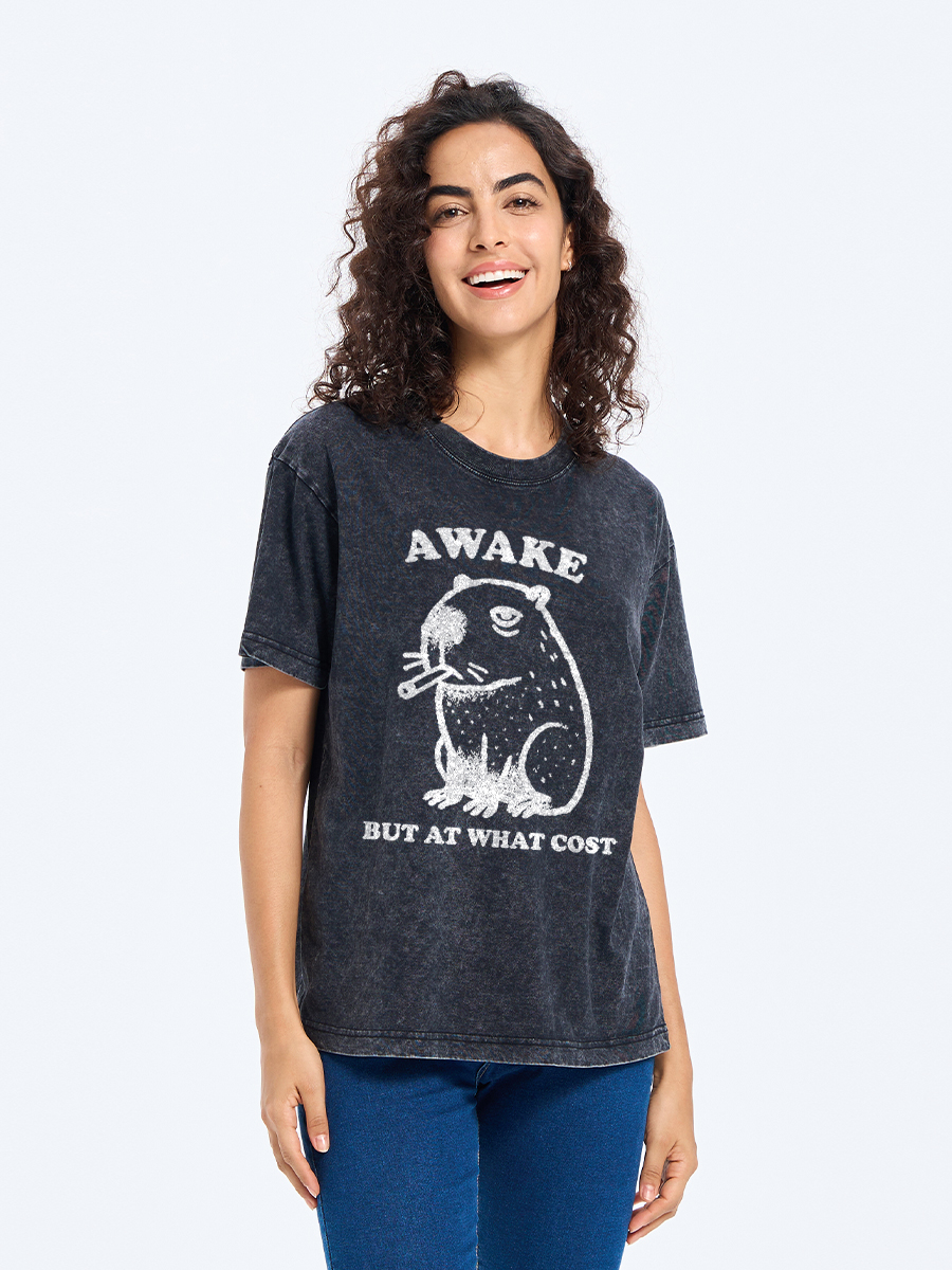 Tokyo-Tiger Smoking Capybara Washed T-Shirt