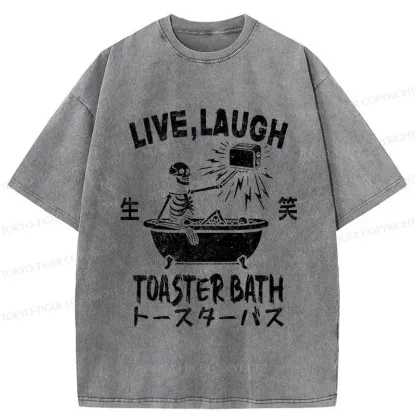 Tokyo-Tiger Funny Electric Shock Skeleton Washed T-Shirt Sale