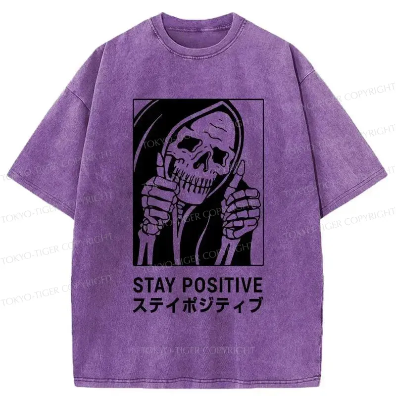 Tokyo-Tiger Stay Positive Skeleton Washed T-Shirt
