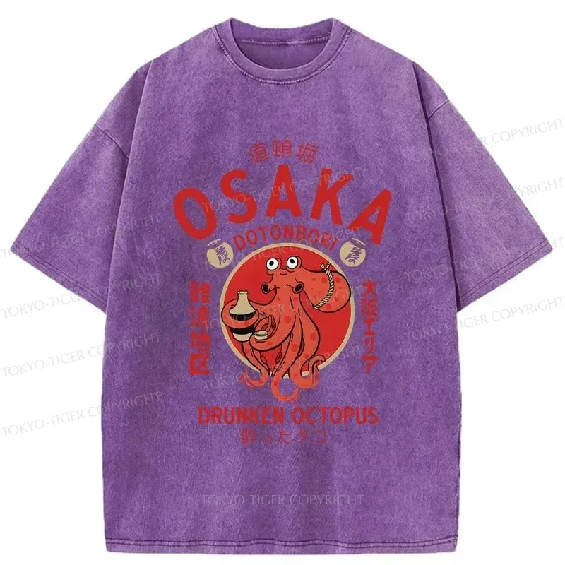 Tokyo-Tiger Drunken Octopus Japan Washed T-Shirt