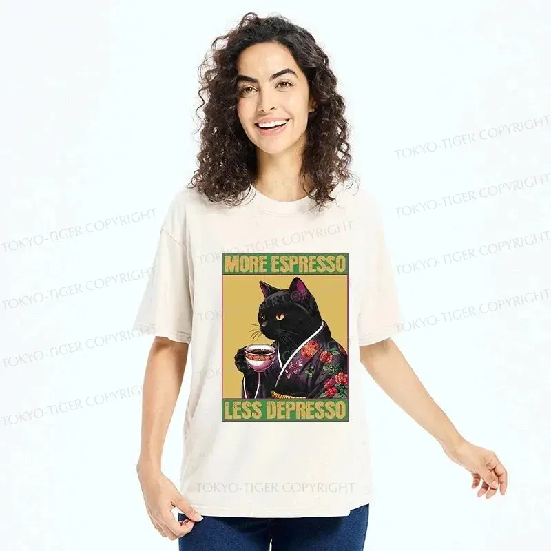 Tokyo-Tiger Up Caffeine Down Depression Washed T-Shirt