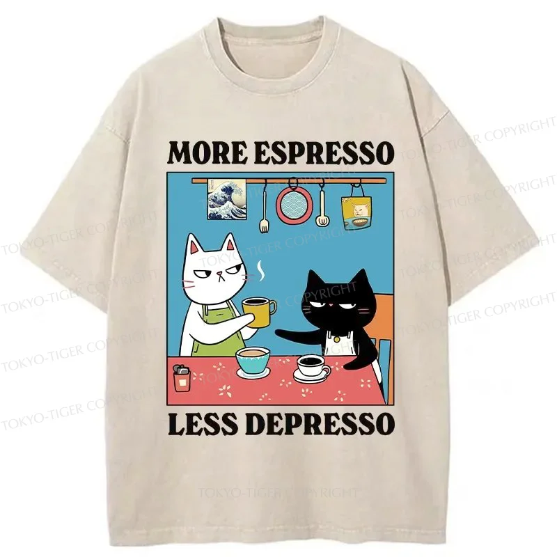 Tokyo-Tiger More Espresso Less Depresso Washed T-Shirt