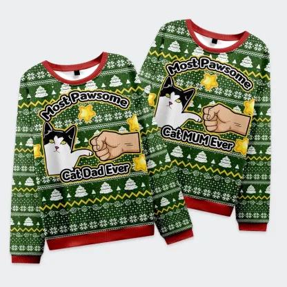 Tokyo-Tiger Funny Cat Mom And Dad Christmas Ugly Sweatshirt