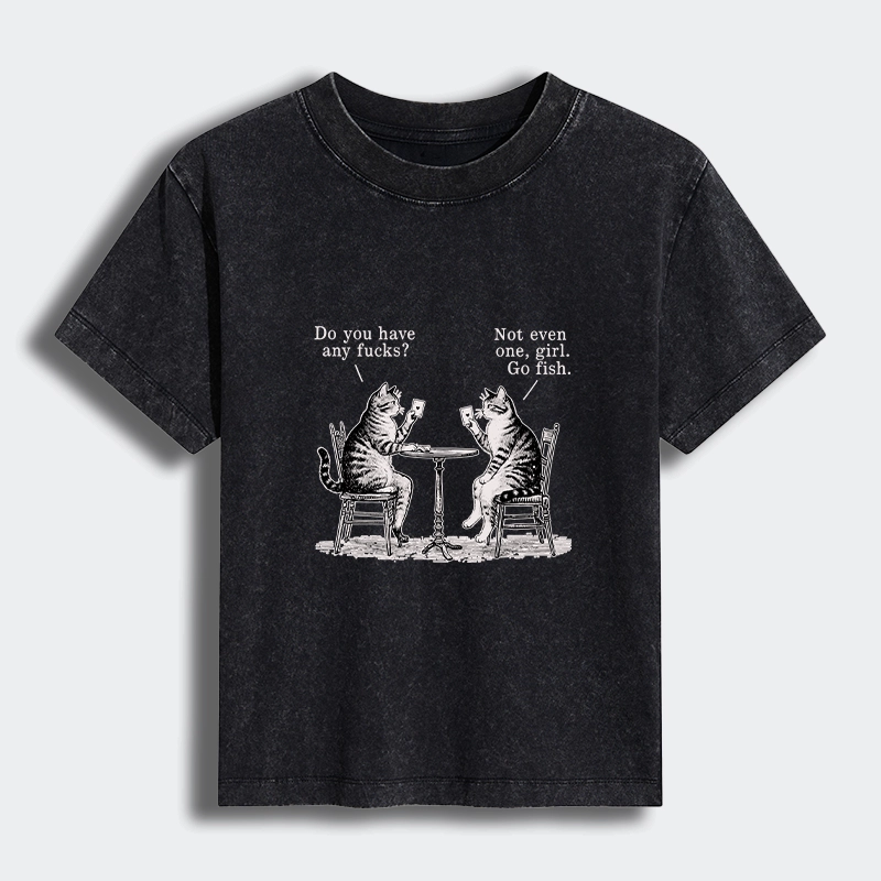 Tokyo-Tiger Cat Poker Night Women's Washed T-shirt