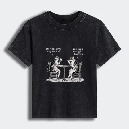 Tokyo-Tiger Cat Poker Night Women's Washed T-shirt