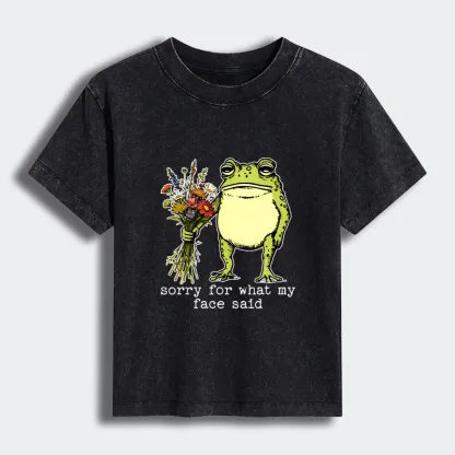 Tokyo-Tiger Frog Sorry Mode Activated Women's Washed T-shirt