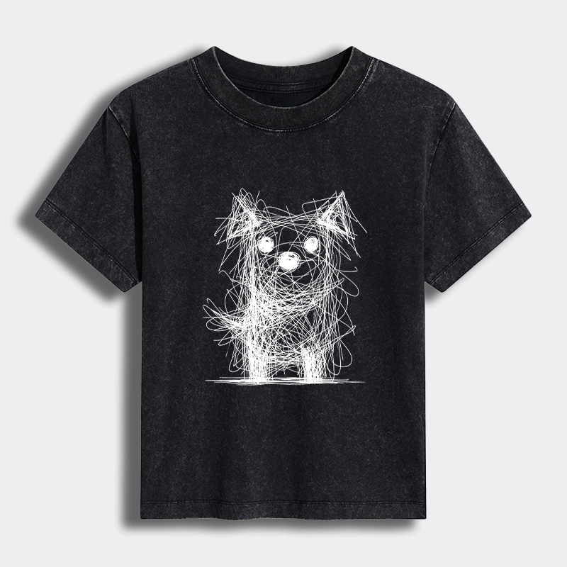 Tokyo-Tiger Scruffy Dog Chaos Art Women's Washed T-shirt