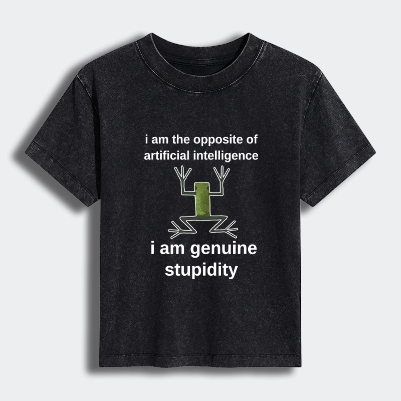 Tokyo-Tiger Genuine Stupidity Frog Meme Women's Washed T-shirt