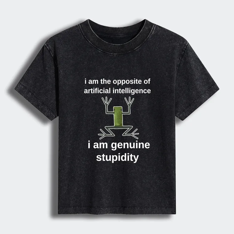 Tokyo-Tiger Genuine Stupidity Frog Meme Women's Washed T-shirt