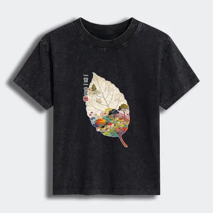 Tokyo-Tiger One Leaf Holds A Tiny Colorful World Women's Washed T-shirt
